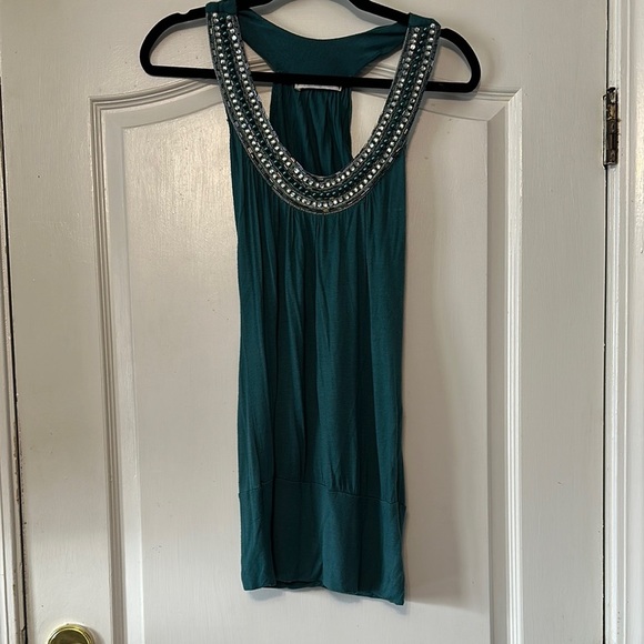 Charlotte Russe Tops - Charlotte Russe Teal Embellished Tank Top